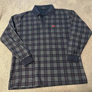 Burberry Navy and Red Plaid Long Sleeve Shirt